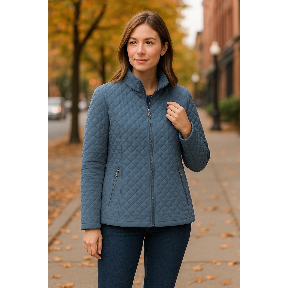 Worthington Quilted Jacket Women's Blue Coat
